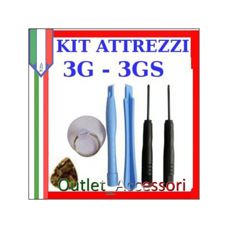 Set Kit Smontaggio Completo 2 Torx Cacciaviti 3 Leve Ganci Sollevatori Ventosa per Apple Iphone 3g 3gs 