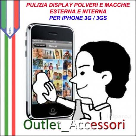Pulizia Eliminazione Polveri Sporco Macchie Residui Display Vetro Touch Interne Iphone 3g 3gs