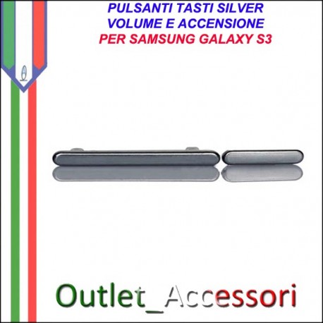 Tasto Tasti Pulsanti Volume Power Accensione Silver Grey per Samsung Galaxy S3 i9300