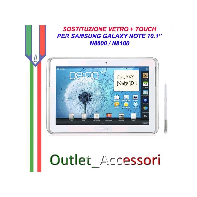 Riparazione Sostituzione Cambio Vetro Touch Touchscreen Rotto per Samsung Galaxy Note 10.1 N8000 N8100 