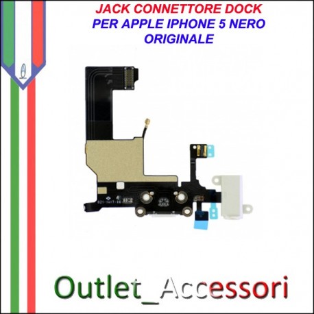 Flat flex Jack Connettore Dock Microfono Ricarica Carica Ricambio Originale per Apple Iphone 5 5g Nero Black