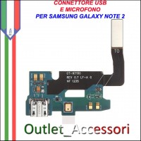 Flat Connettore Usb Ricarica Microfono per Samsung Galaxy Note 2 Note2 N7100 Ricambio Originale 