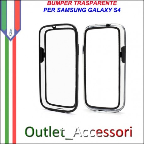 Bumper Cover Custodia Trasparente Nero per Samsung Galaxy S4 I9500 I9505