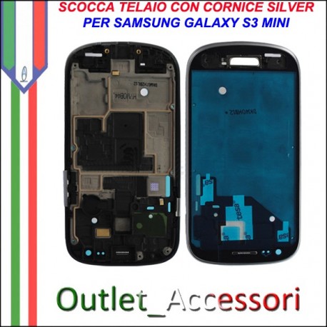 Scocca Housing Telaio Frame Cornice per Samsung Galaxy S3 Mini Silver I8190 GT-I8190