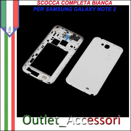 Cover Scocca Housing Copribatteria Tasti Ricambio Completo Originale per Samsung Galaxy Note 2 N7100 N7105 BIANCO 