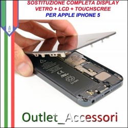 Sostituzione Display Rotto per Apple Iphone 5 5g Riparazione Cambio Lcd Vetro Touch Touchscreen