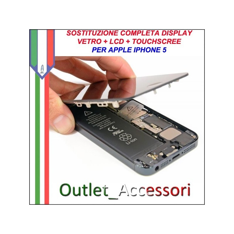 Sostituzione Riparazione Cambio Display Lcd Vetro Touch Touchscreen Schermo Rotto per Apple Iphone 5 5g