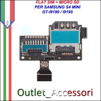 Flat Flex Connettore Lettore Sim Scheda Memory Card Sd per Samsung Galaxy S4 Mini I9190 I9195 Ricambio Originale
