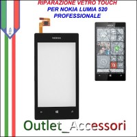 Sostituzione Riparazione Cambio Vetro Touch Screen Schermo Rotto per Nokia Lumia 520