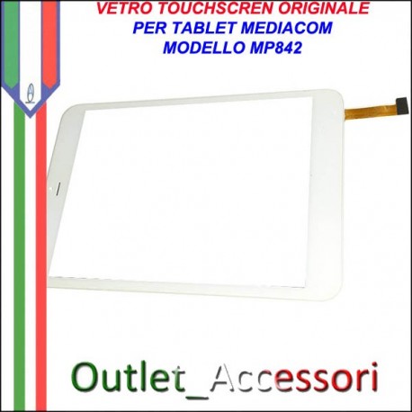Vetro TouchScreen Touch Mediacom MP842 MP-842 BIANCO Tablet Ricambio Originale