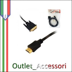 CAVO DA HDMI A DVI MASCHIO/MASCHIO 1,8 METRI CON CONNETTORI PLACCATI D'ORO KEYTECK PC Computer Desktop