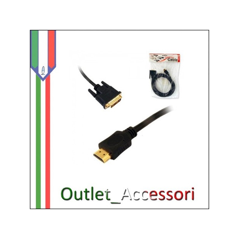 CAVO DA HDMI A DVI MASCHIO/MASCHIO 1,8 METRI CON CONNETTORI PLACCATI D'ORO KEYTECK PC Computer Desktop