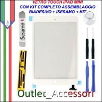 Vetro Touch Touchscreen per Apple Ipad Mini Bianco Kit Smontaggio iSesamo Biadesivo