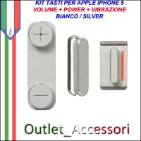 Tasti Pulsanti Volume Audio Power Iphone 5 Bianco Accensione Mute