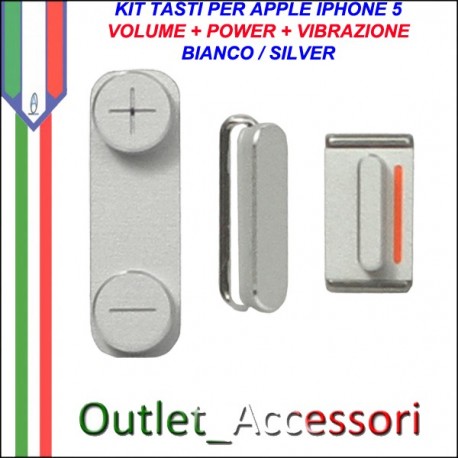 Tasti Pulsanti Volume Audio Power Iphone 5 Bianco Accensione Mute