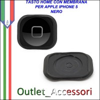 Tasto Pulsante Home Nero con Membrana Apple Iphone 5