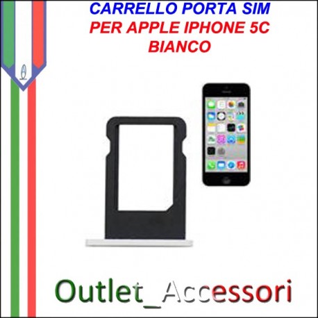 Carrello Slot Porta Scheda Sim Nano Bianco per Apple Iphone 5c