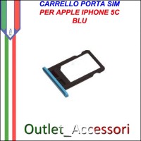 Carrello Slot Porta Scheda Sim Nano Blu Celeste per Apple Iphone 5c