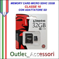 Memory Card Micro sdhc sd 32GB CLASSE 10 KINGSTON Originale in confezione Blister sigillata