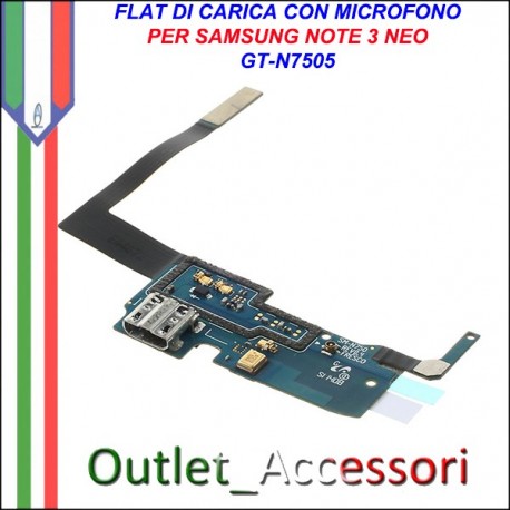 FLAT CONNETTORE DI CARICA USB con MICROFONO PER SAMSUNG GALAXY N7505 NOTE 3 NEO 