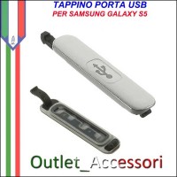 Tappo Tappino Porta Usb Carica Ricarica Samsung Galaxy S5 G900 G900F Bianco