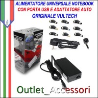 Alimentatore Caricabatterie Universale Notebook Acer Asus Samsung Hp con USB e Auto