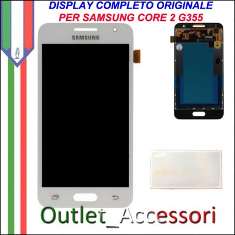 Display LCD Touch Originale Samsung Core 2 SM-G355 G355HN GH97-16070A Bianco Schermo Vetro 