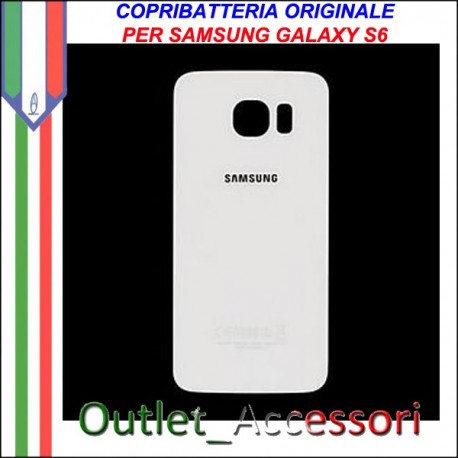 Copribatteria Back Cover Originale Samsung Galaxy S6 Bianco G920F Vetro
