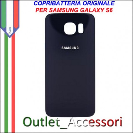 Copribatteria Back Cover Originale Samsung Galaxy S6 NERO G920F Vetro