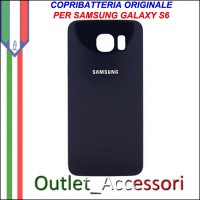 Copribatteria Back Cover Originale Samsung Galaxy S6 Edge Nero Blu G925F Vetro