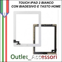 Touch Touchscreen Vetro con Biadesivo Tasto Home Ricambio Originale per Apple Ipad2 2 Bianco 3g wifi