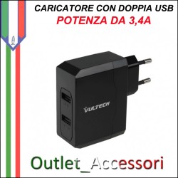 Presa a Muro Spinotto Adattatore USB per Cavo Apple Iphone Ipod