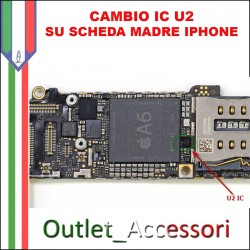 Cambio Sostituzione Chip IC Carica Apple Iphone 5S U2 1610A1 Tristar intervento su scheda madre