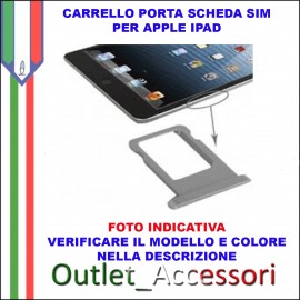 Carrello Porta Sim Scheda Apple Ipad Mini Silver Bianco A1432 A1454 A1455