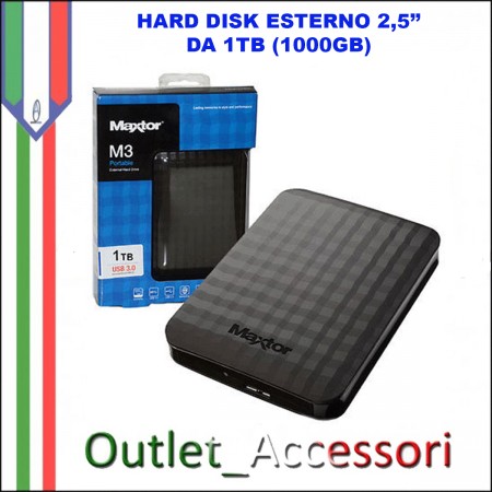 Hard Disk Esterno Portatile 1TB Maxtor USB 3.0