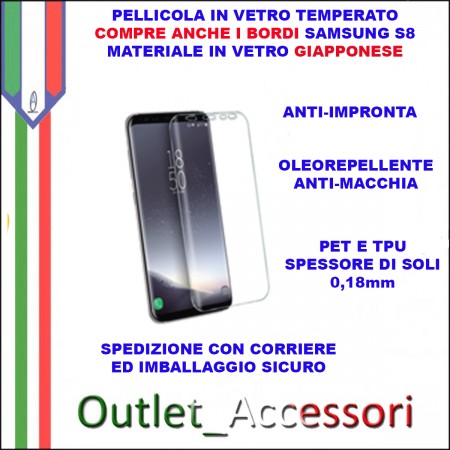 Pellicola Vetro Temperato Samsung GALAXY S8 G950 Curva Angoli Completa Pixy PET TPU