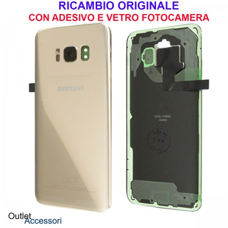 Copribatteria Scocca Samsung Galaxy S8 G950 Originale Scocca Vetro Posteriore Retro GOLD ORO