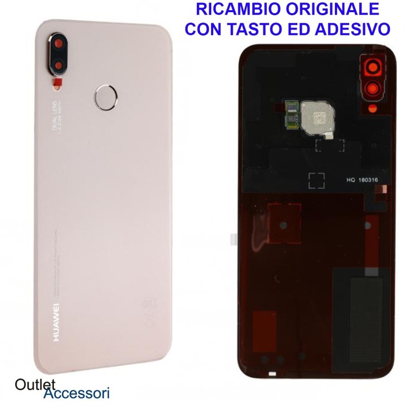 Copribatteria Scocca Vetro Posteriore Originale Huawei P20 LITE ROSA Tasto Impronte Back Cover