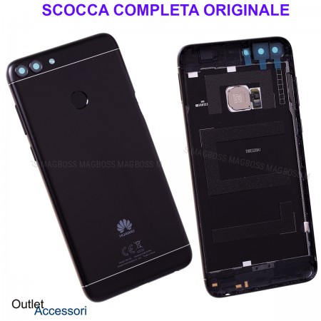 Copribatteria Scocca Posteriore Originale Huawei P SMART FIG-LX1 L31 NERO Tasto Impronte Back Cover