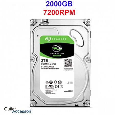 Hard Disk HDD Memoria Seagate BarraCuda 2TB 2000GB 3,5'' 7200RPM ST2000DM006