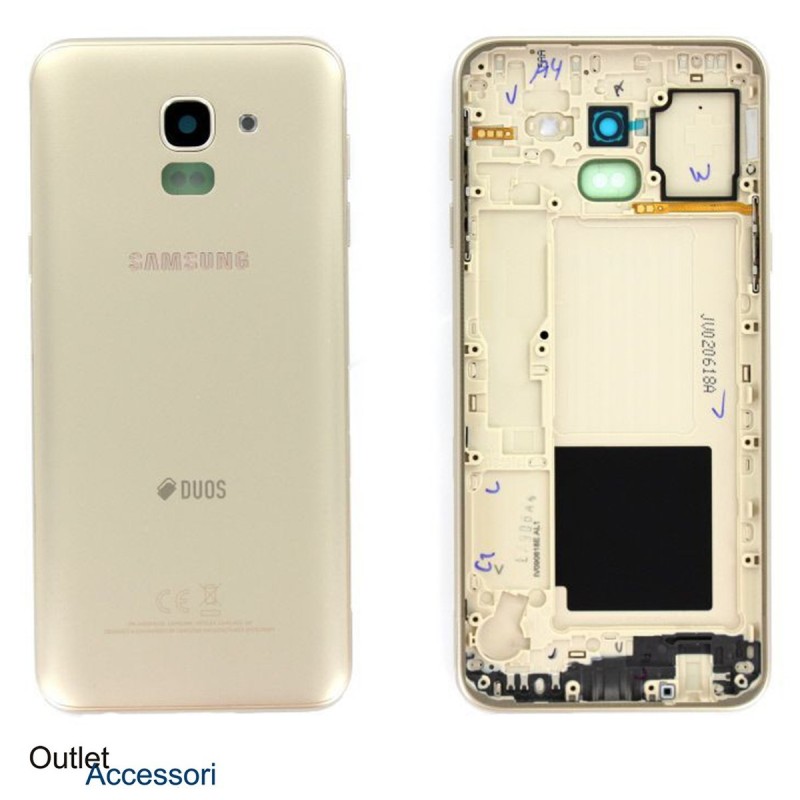 Scocca Copribatteria Cornice ORIGINALE Samsung J6 2018 J600 J600FN GOLD ORO GH82-16868D