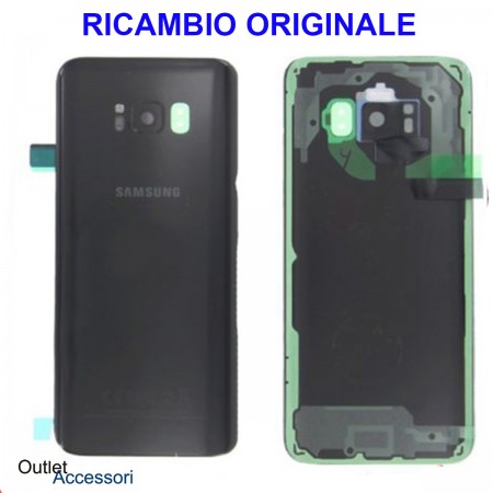 Copribatteria Samsung Galaxy S8 G950 Originale Scocca Vetro Posteriore Retro Nero Black Midnight