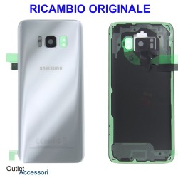 Copribatteria Samsung Galaxy S8 G950 Originale Scocca Vetro Posteriore Retro silver