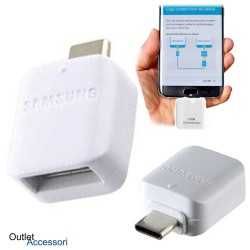 Adattatore OTG Originale Samsung Type-C Tipo C a Porta USB S8 S9 S10 NOTE 8 9 PLUS BIANCO