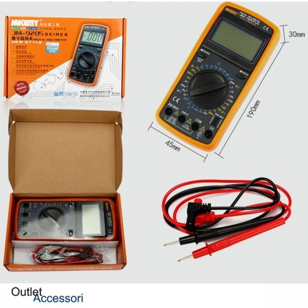 Tester Multimetro Digitale Professionale Diagnosi Voltaggio Amperaggio JM-9205A Jakemi