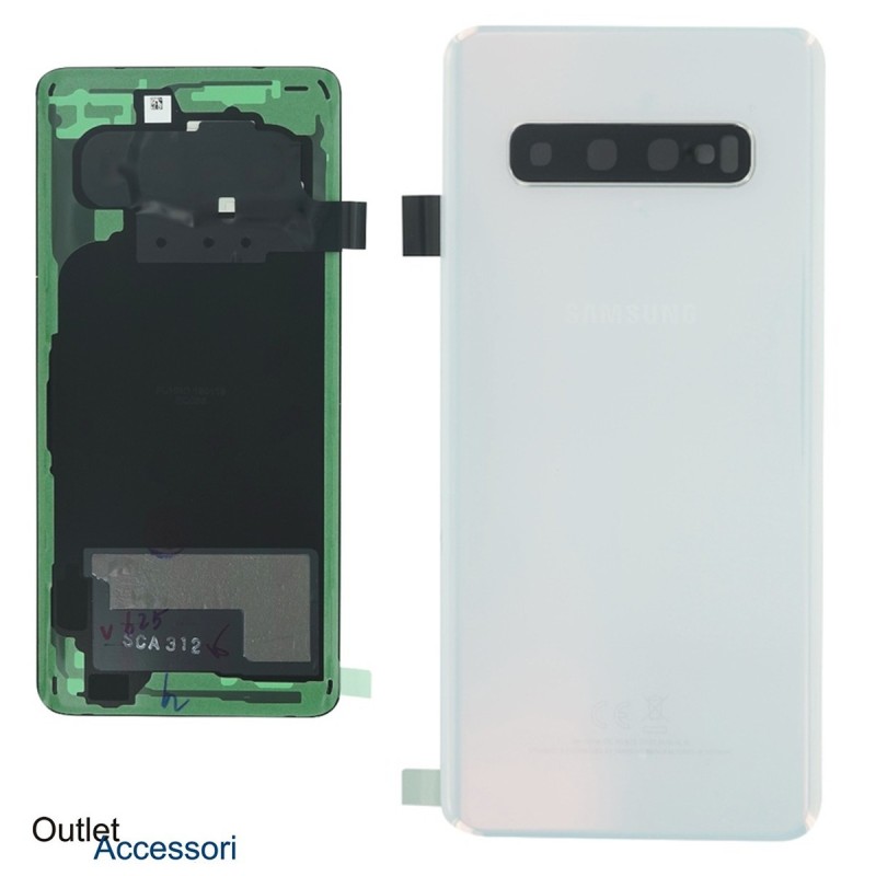 Copribatteria Scocca Samsung Galaxy S10 BIANCO PRISM GREEN Originale G973 G973F Vetro Posteriore