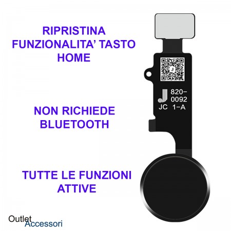 Flat Flex Ripristino Tasto Pulsante Home Nero Apple Iphone 7 8 Plus Kit Bluetooth JC